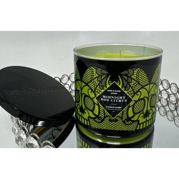 Bath & Body Works Midnight Boo Citrus 3 Wick Candle 14.5 Oz~imperfect~see pics - Picture 1 of 4